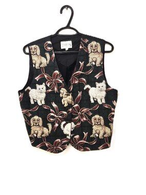 VTG Northern Traditions Cats&Dogs Tapestry Vest Bow Buttons – Whimsical Dopamine